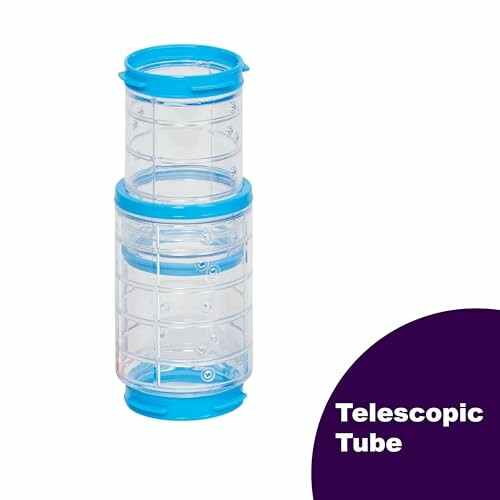 Clear telescopic tube with blue ends.
