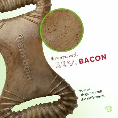 Dog chew toy flavored with real bacon by Benebone.