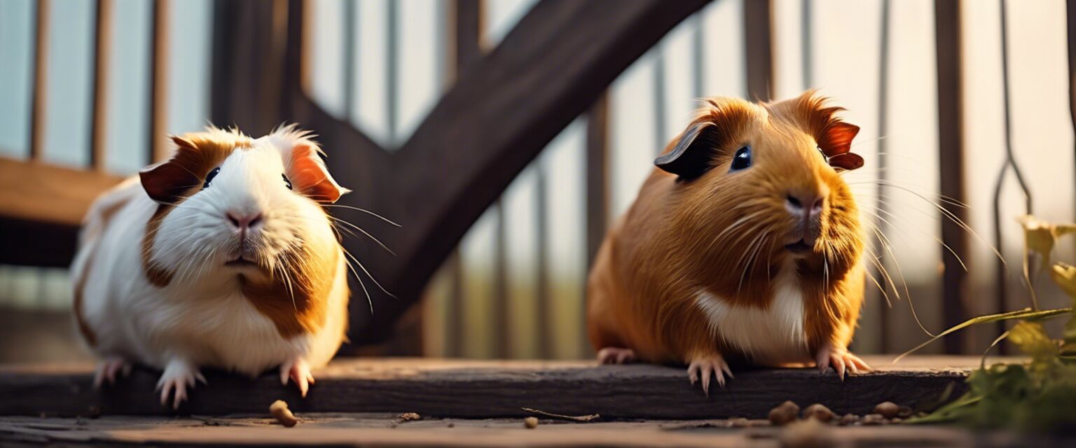 Guinea pigs playing on a bridge