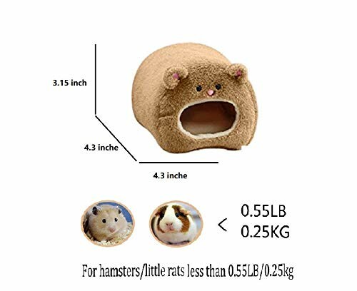 Brown bear-shaped pet bed for small animals with size dimensions.
