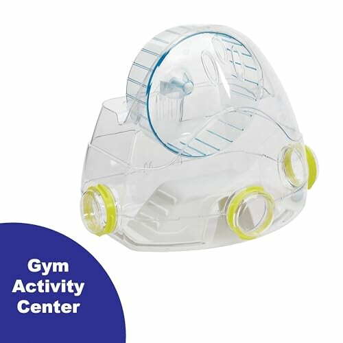 Transparent hamster gym activity center with tubes and wheel.
