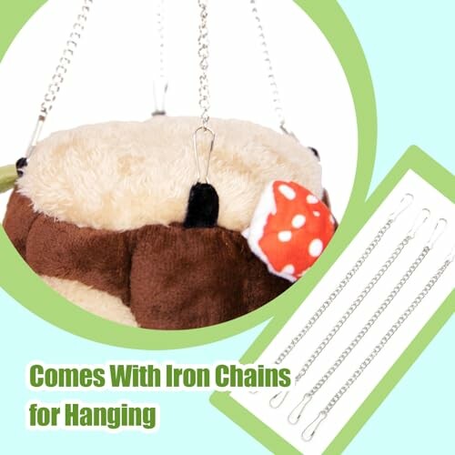 Plush hammock with iron chains for hanging.