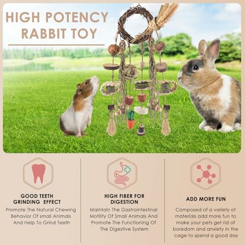 High potency rabbit toy with benefits for teeth, digestion, and fun.
