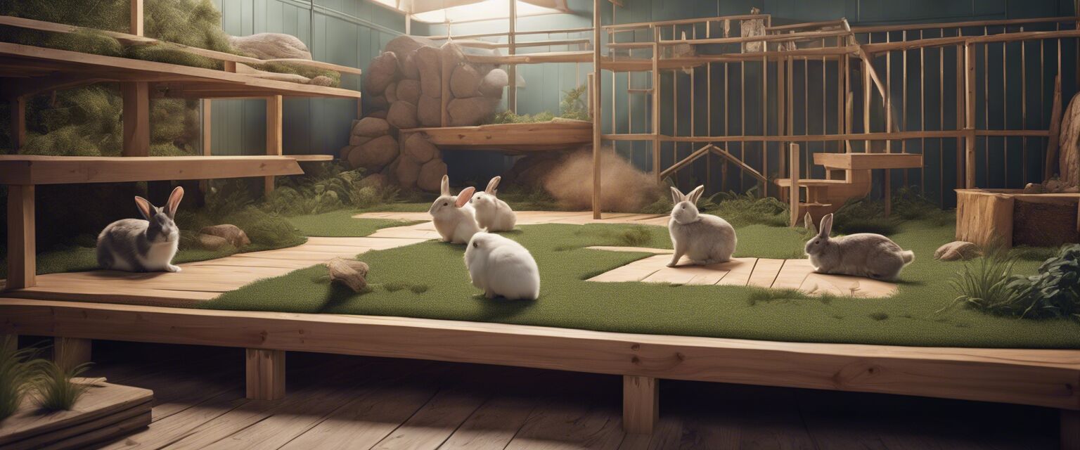 Spacious multi-level play area for rabbits