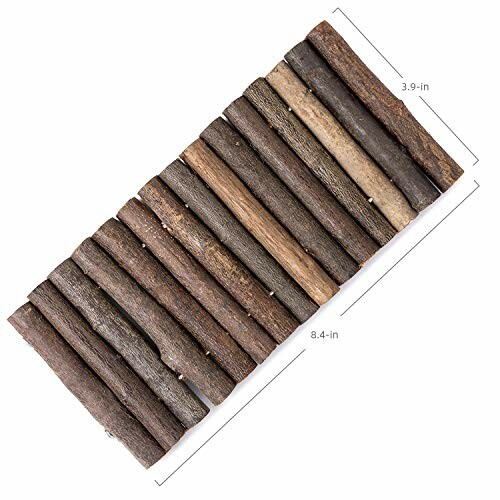 Natural wooden sticks arranged in a bridge formation with dimensions labeled.