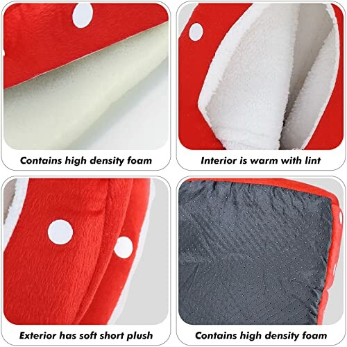 Pet bed with high density foam, soft plush exterior, lint interior, and non-slip bottom.