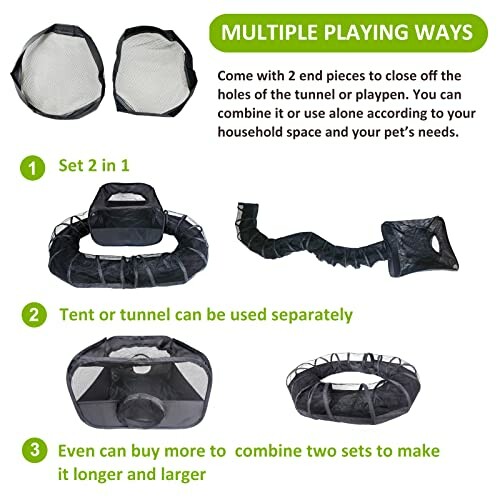 Pet play tunnel with multiple configurations and play options.