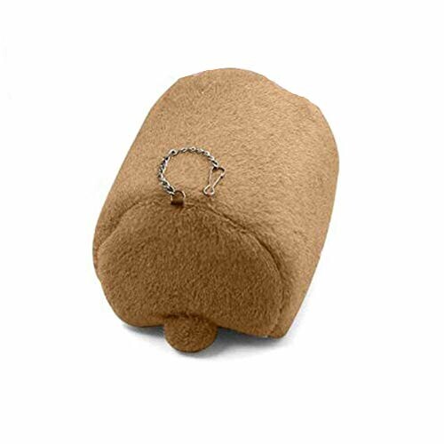 Plush bread loaf keychain with chain attached.