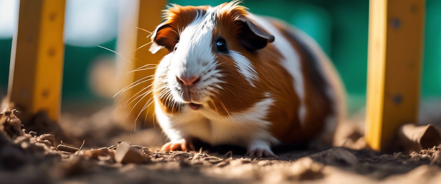 Guinea pig playing with small animal play structures