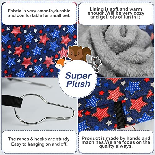 Detailed features of a plush fabric with star patterns.